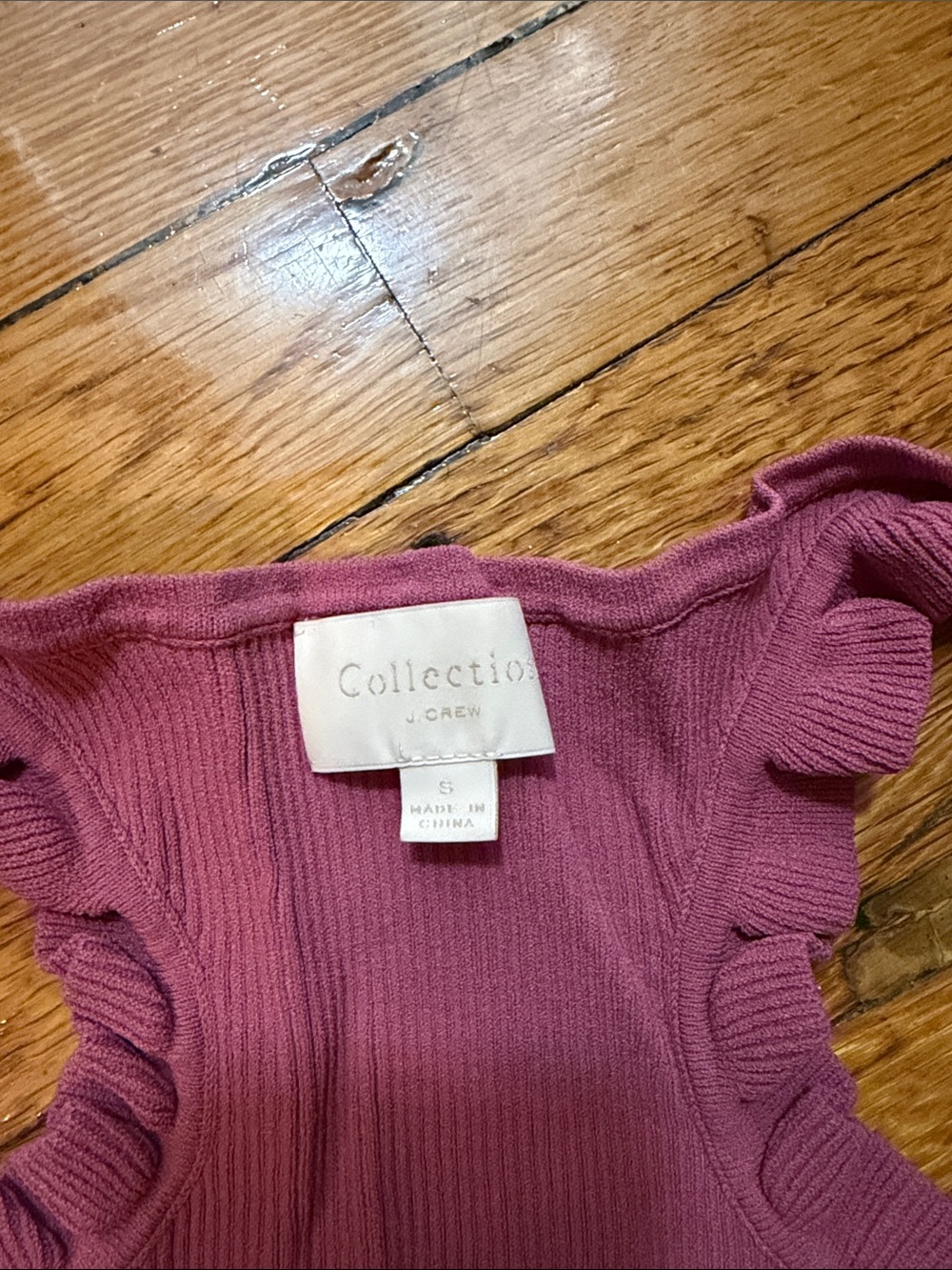 J. Crew Mauve Ribbed Tank with Ruffle Straps - Picture 2 of 4